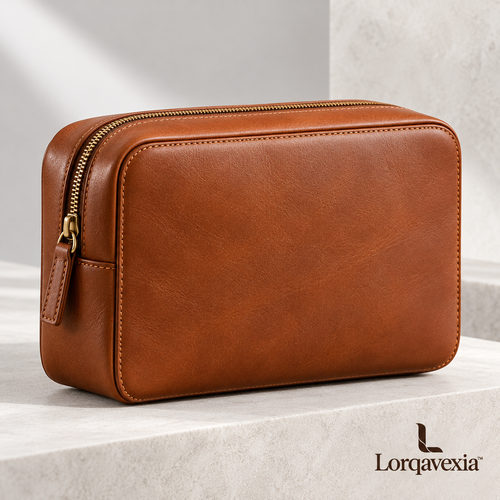 Cognac Leather Travel Pouch — main view