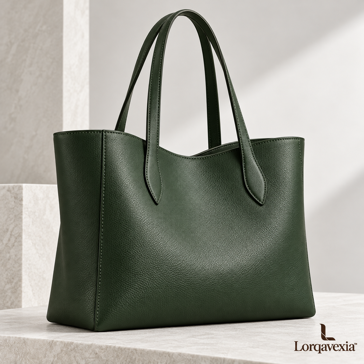 Forest Green Leather Tote — main view