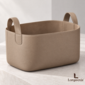 Taupe Leather Storage Basket — main view