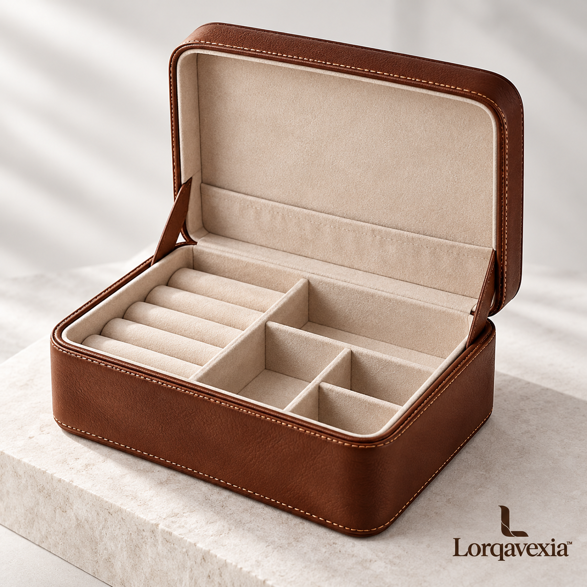 Chestnut Leather Jewelry Box — main view