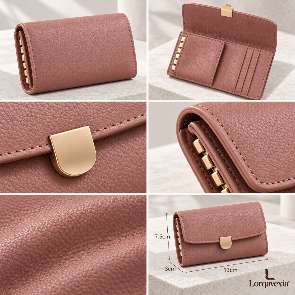 Dusty Rose Leather Key Case — design details
