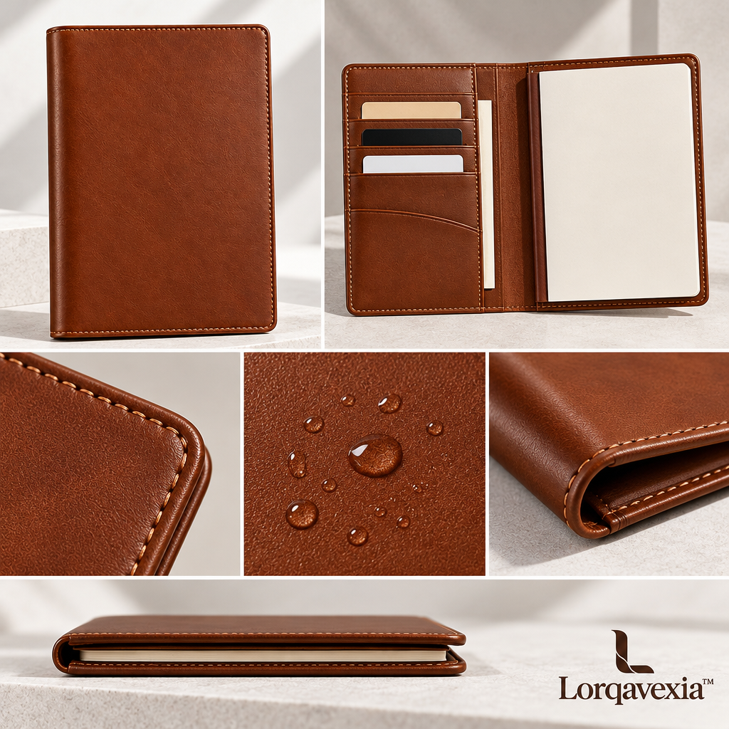 Saddle Brown Leather Notebook Cover — design details