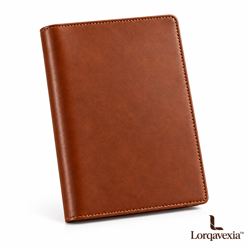 Saddle Brown Leather Notebook Cover — studio view