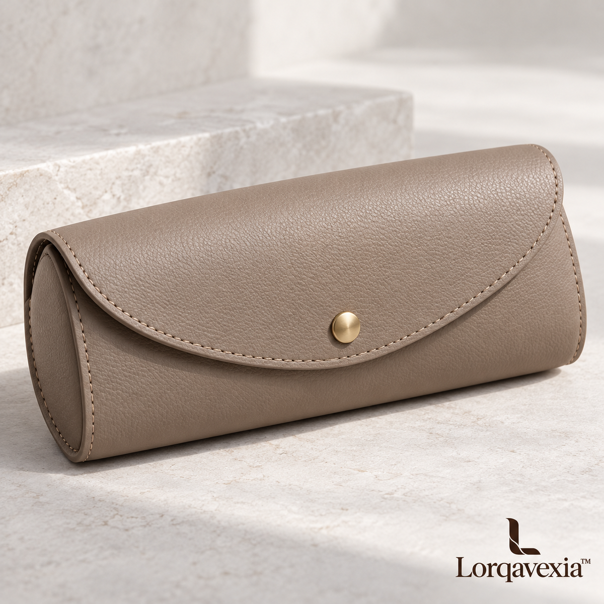 Taupe Leather Eyeglass Case — main view