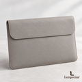 Stone Gray Leather Laptop Sleeve — main view