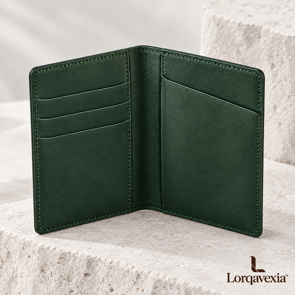 Pine Green Leather Passport Holder — main view